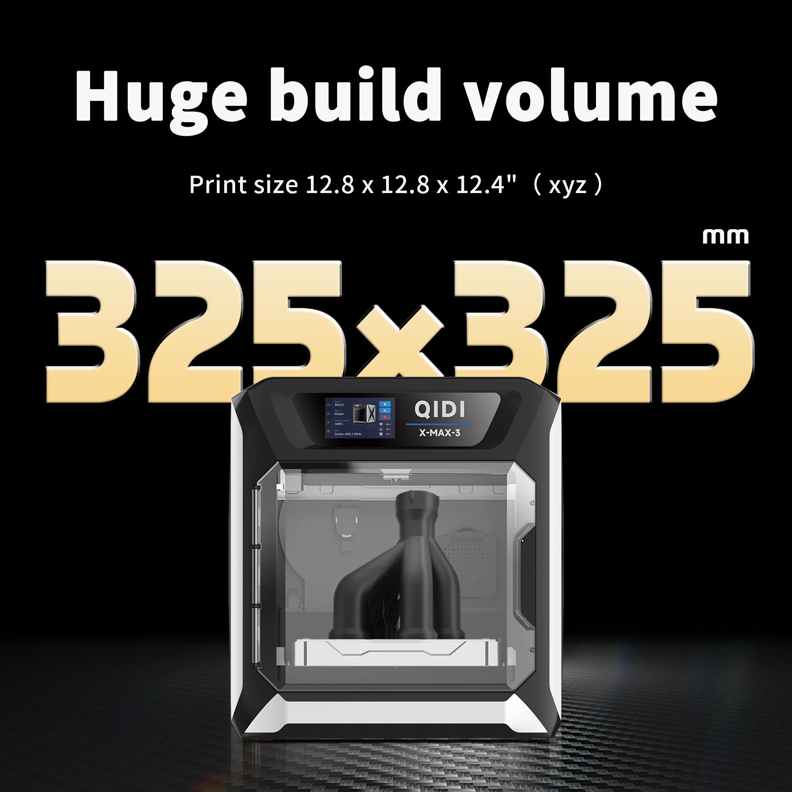 A 3D printer with a large build volume,325x325mm, capable of printing objects in three dimensions.