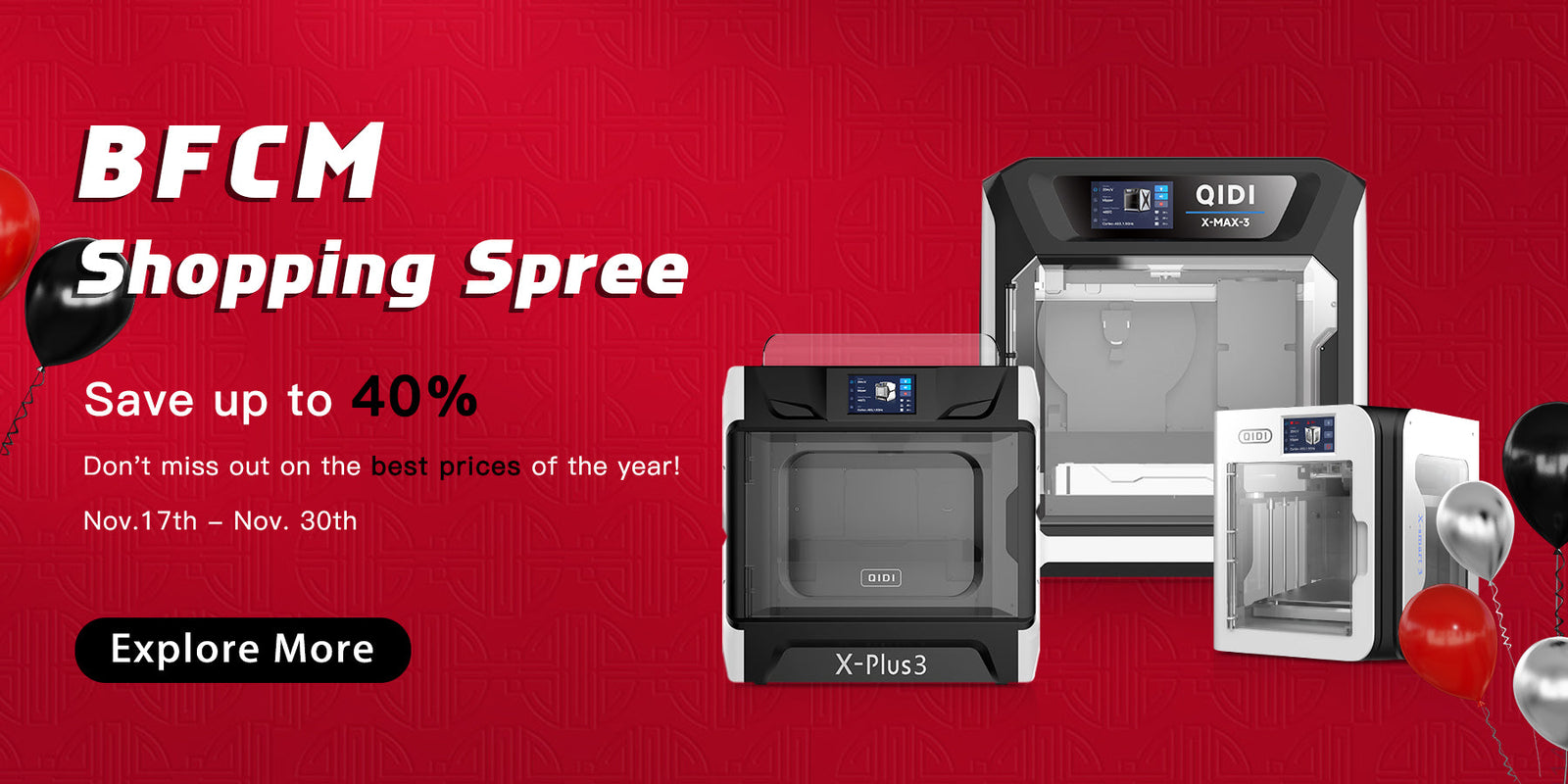 Black Friday and Cyber Monday QIDI printer sale banner