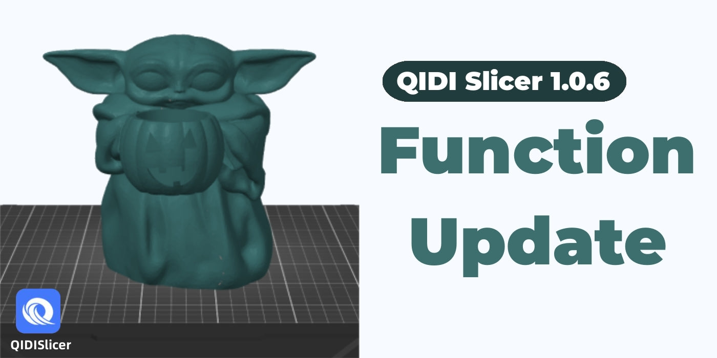 QIDI Slicer 1.0.6 update banner with green model