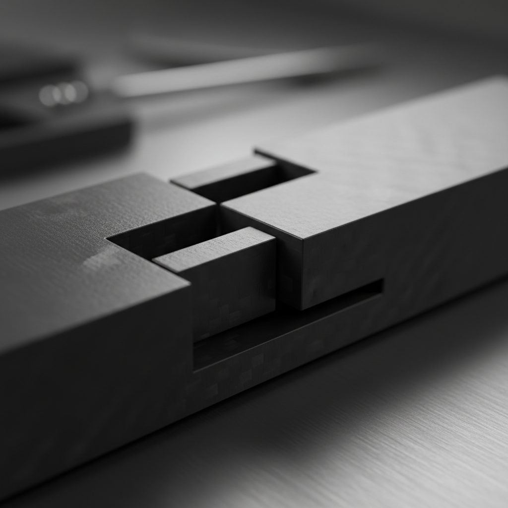Black 3D printed sliding connector close-up