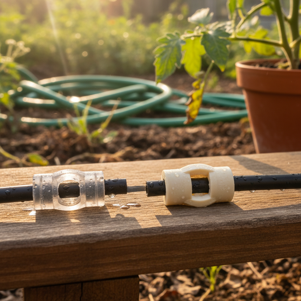 3D printed drip tubing connector with white clamp
