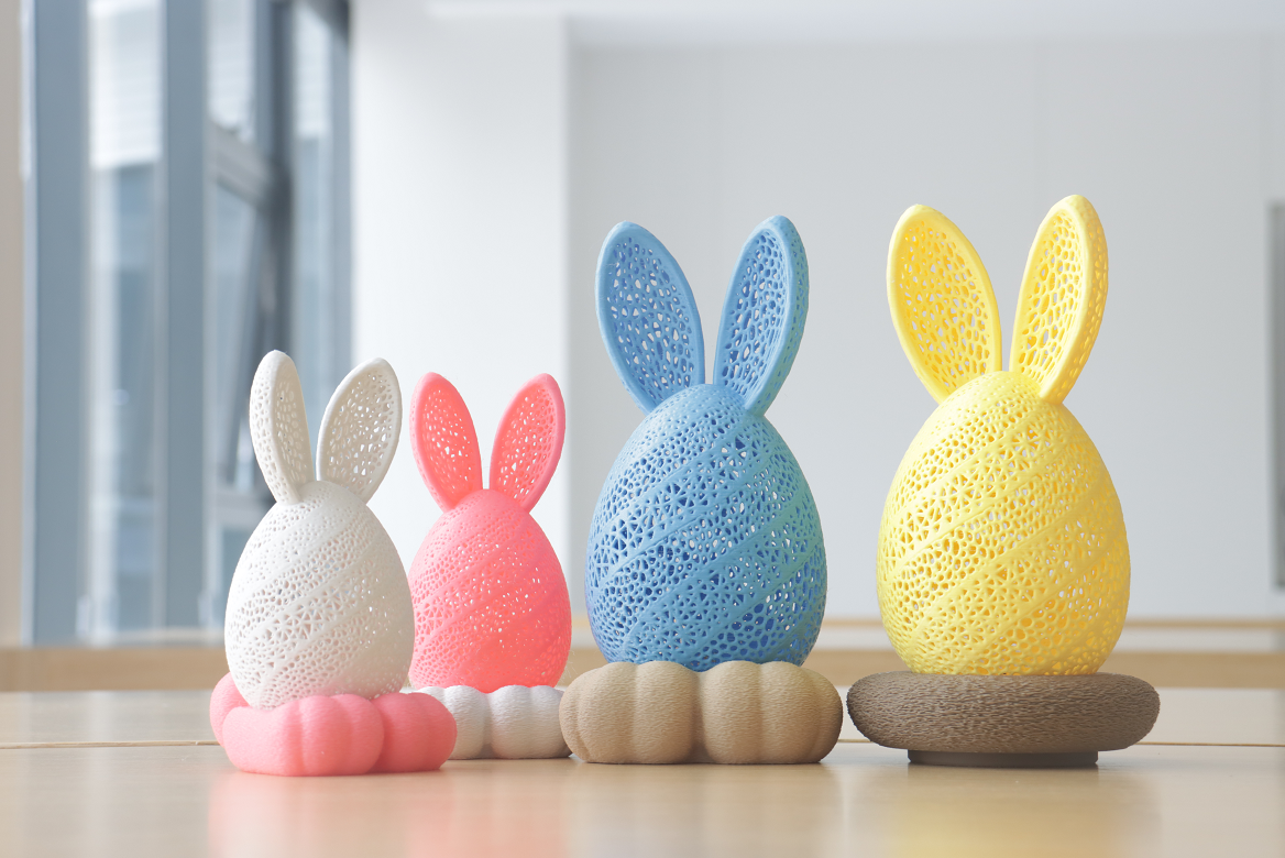 Colorful 3D printed rabbit model ornaments