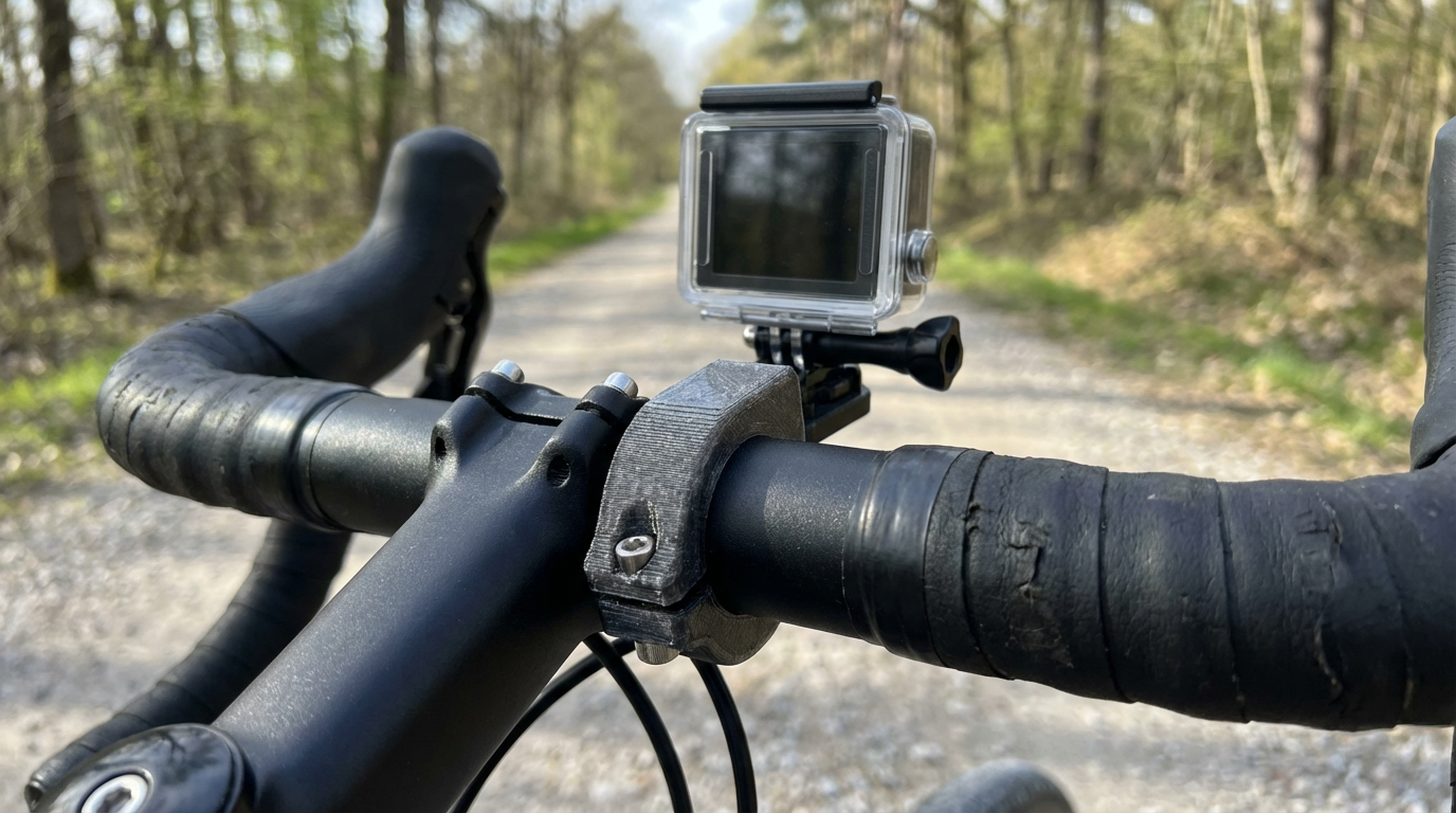 Bike handlebar with custom 3D printed GoPro mount