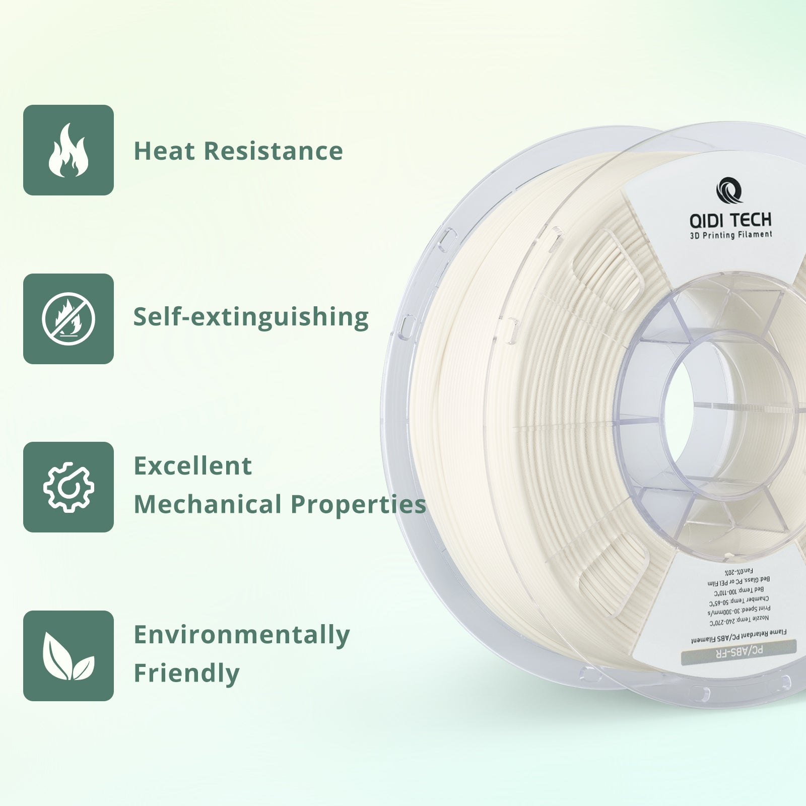 QIDI PC/ABS-FR Filament Features: Heat Resistance, Self-extinguishing