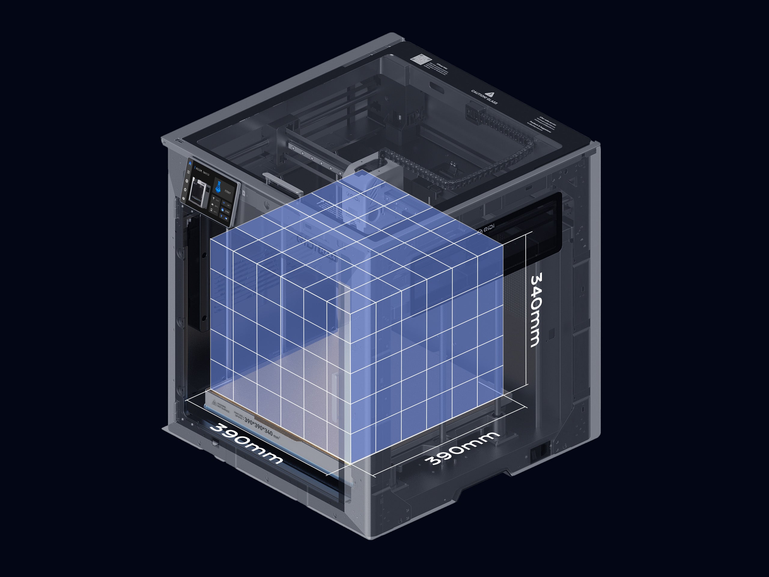 <p>Build volume </p><p>390×390×340 mm</p>