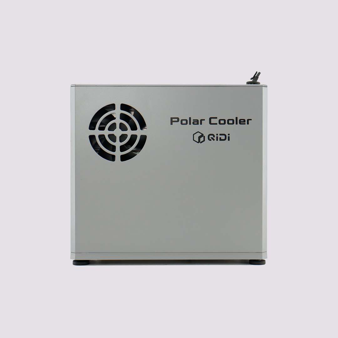 Silver QIDI Polar Cooler 3D printer external cooling unit with fan grille.