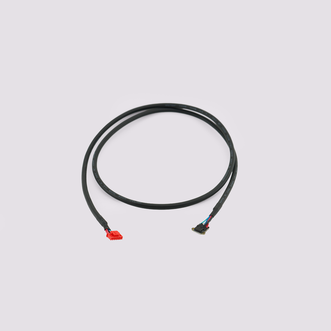 Black Max4 print-head cable with red connector on one end and a multi-pin connector on the other.